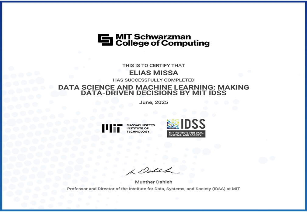 MIT DSML Certificate