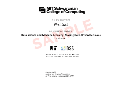 MIT DSML Certificate